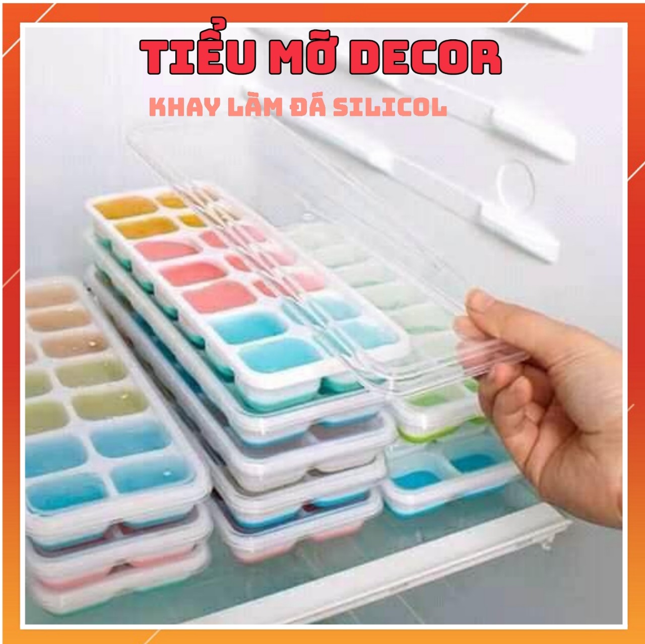 Khay Trữ Đồ Ăn Dặm Cho Bé, khay Làm Đá Có Nắp Đậy Đáy Silicon