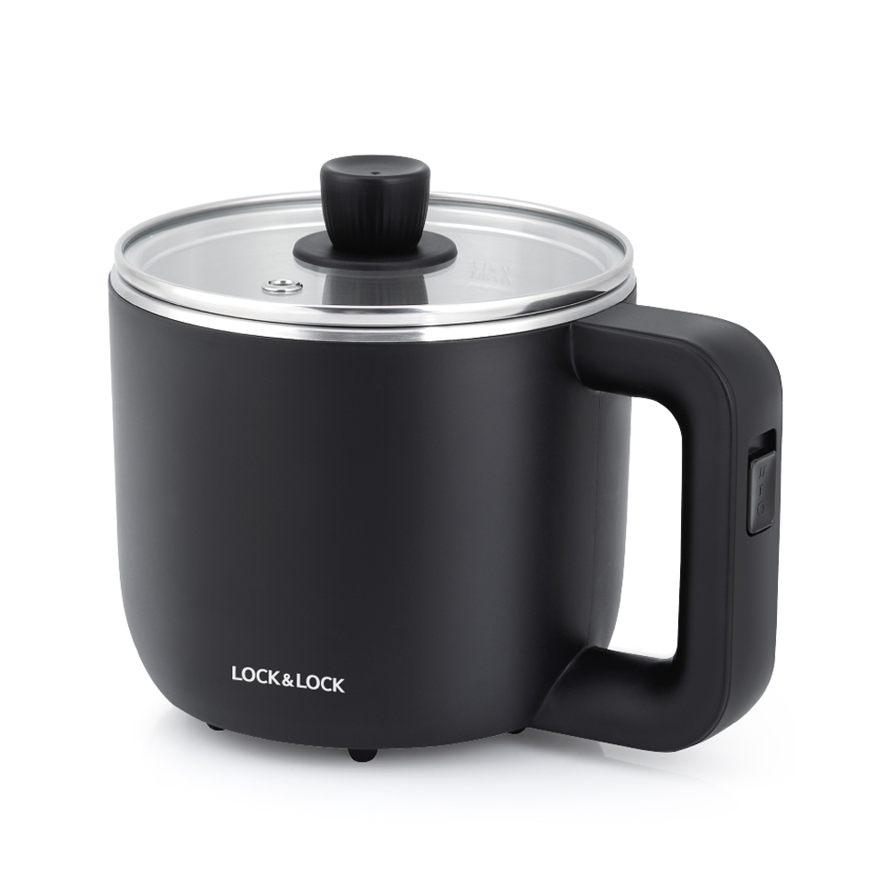 Nồi điện đa năng Lock&Lock EJP116BLK 0.8 lít - Hàng chính hãng bảo hành 24 tháng nấu mì nấu lẩu tặng