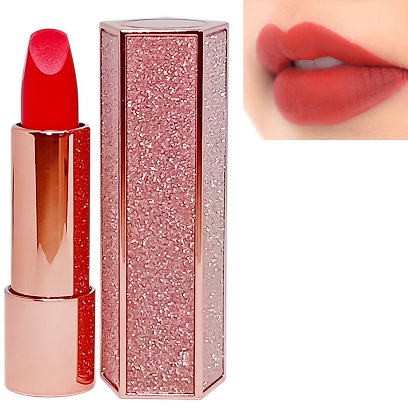 [Đỏ Tây] Son siêu Lì siêu mềm mịn không trôi WODWOD Fashion Diamond Lipstick Dạng Thỏi Bấm nút