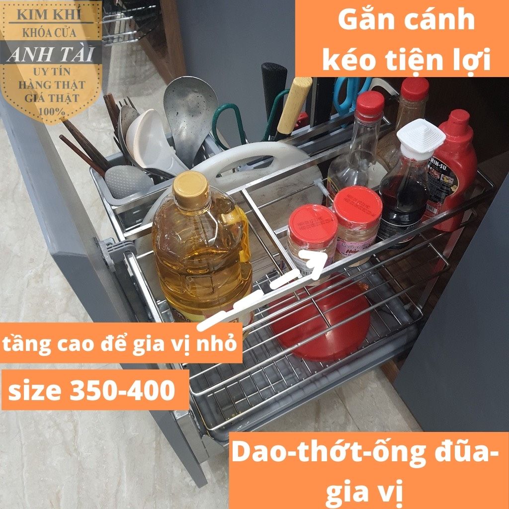 GIÁ ĐỰNG GIA VỊ VÀ DAO THỚT INOX 304 NAN DẸT RAY GIẢM CHẤN LẮP TỦ BẾP HÀNG NHẬP KHẨU TAKI