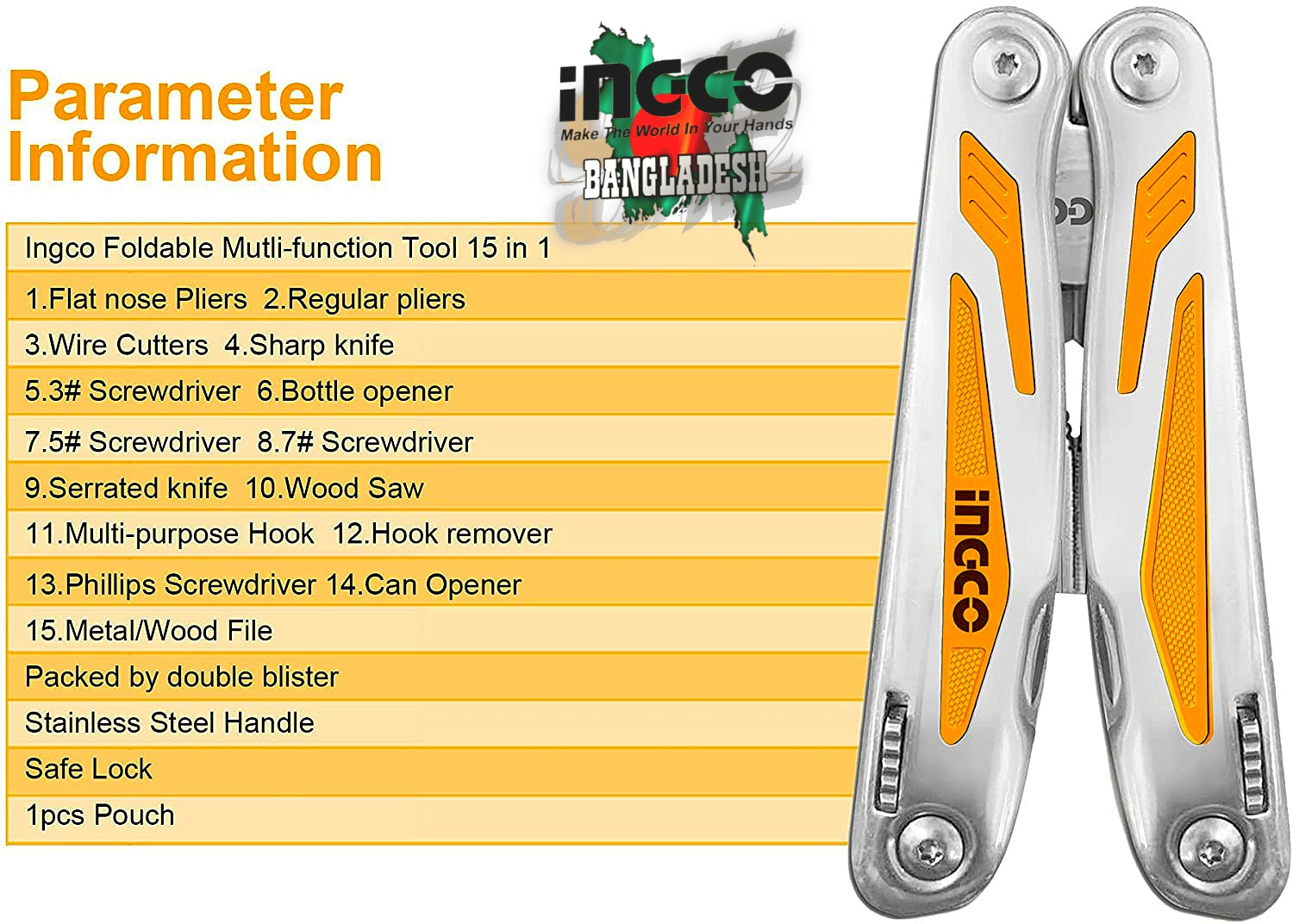 Foldable Multi-function Tool Ingco hfmft0115