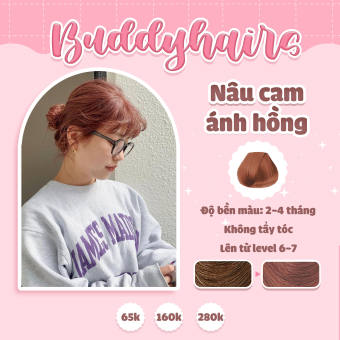 Thuốc nhuộm tóc Nâu cam ánh hồng không cần dùng Thuốc tẩy tóc của buddyhairs, buddy.hairs, buddyhair TẶNG KÈM trợ nhuộm , găng tay , mũ trùm đầu