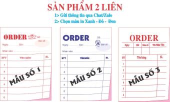 Phiếu order 2 liên-50 quyển-in theo mẫu chọn