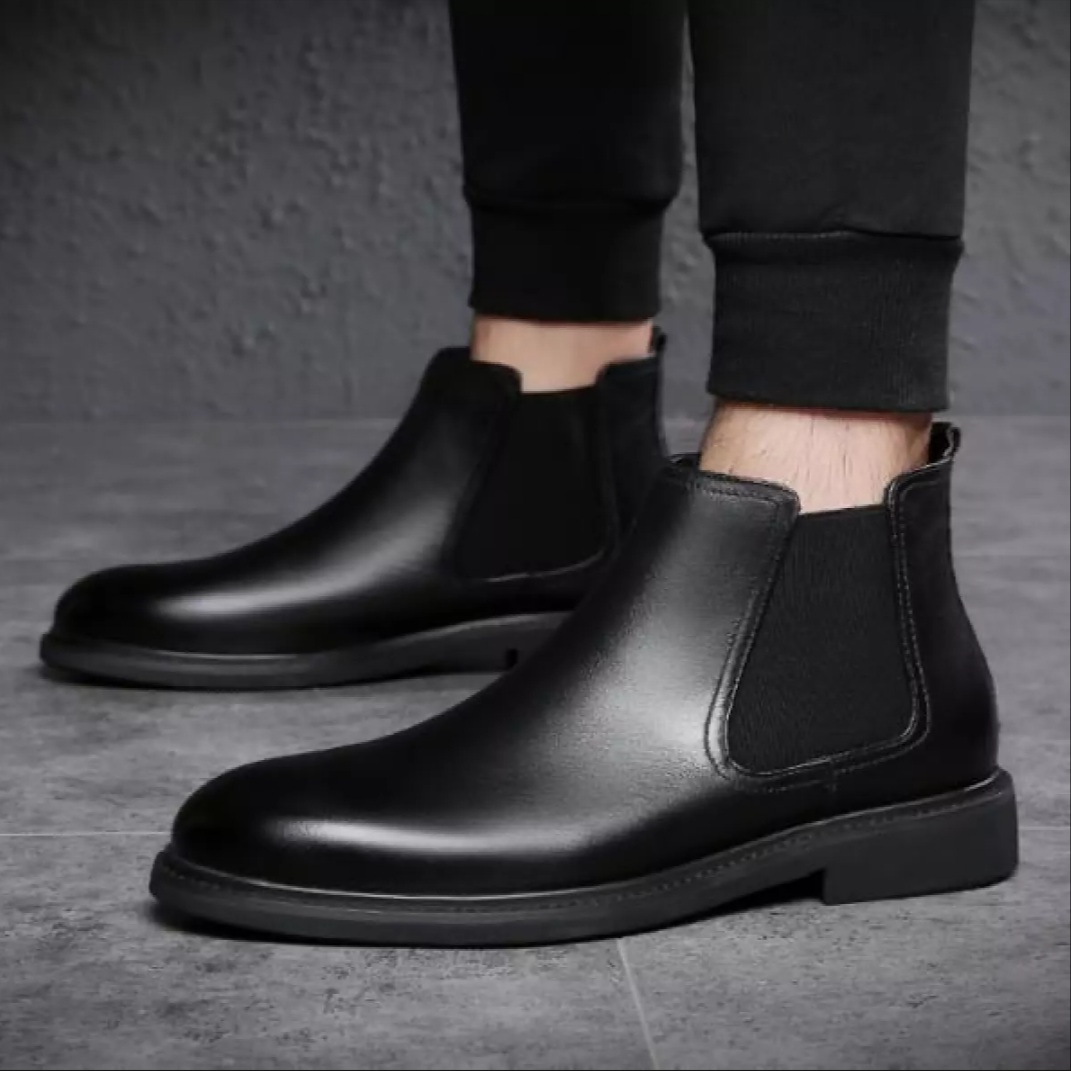 Giày chealsee boot cao da bò cao cấp cs08 hai màu đen, nâu