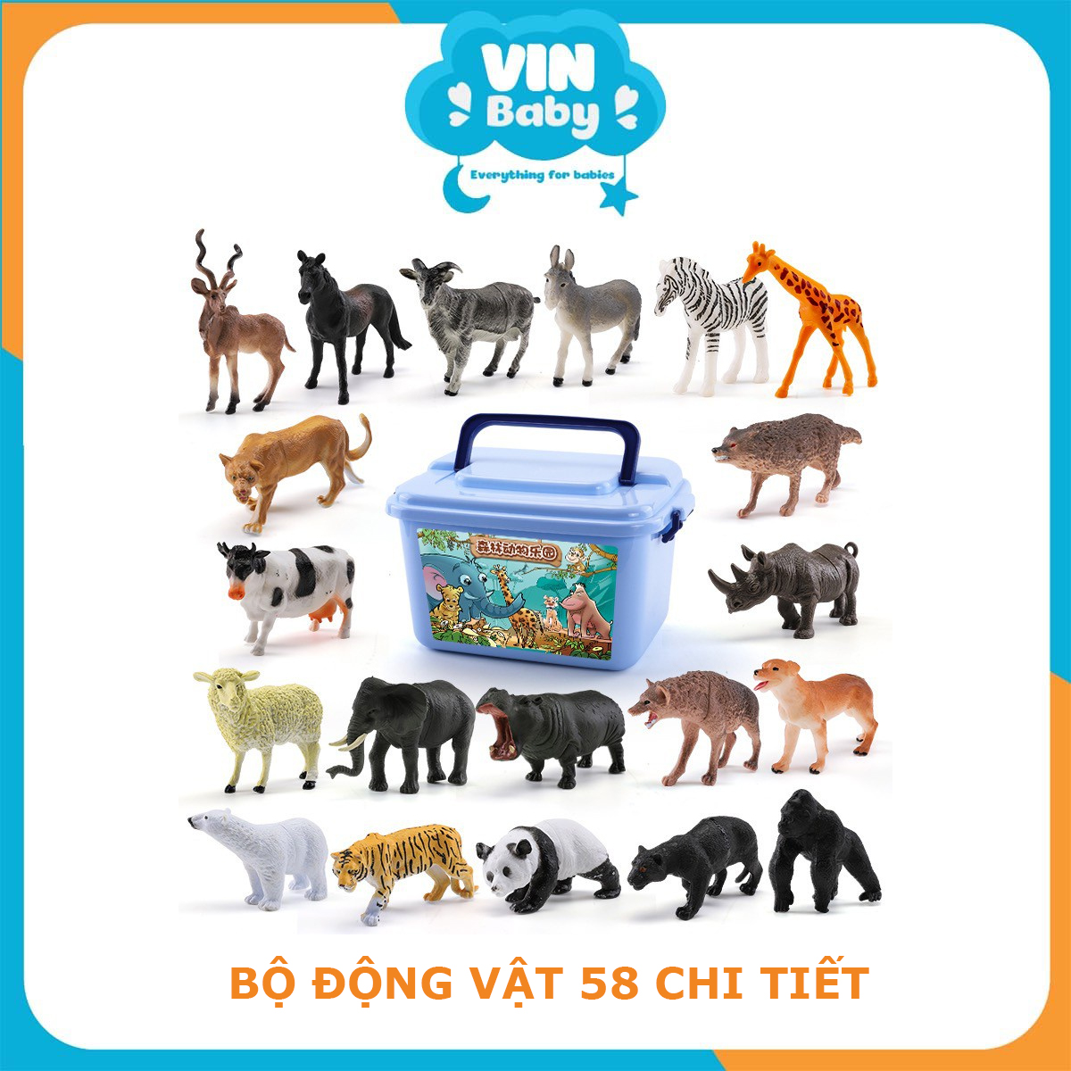 Bộ thú nhựa cho bé - Bộ đồ chơi 58 chi tiết động vật hoang dã, thế giới động vật bằng nhựa - VinBaby