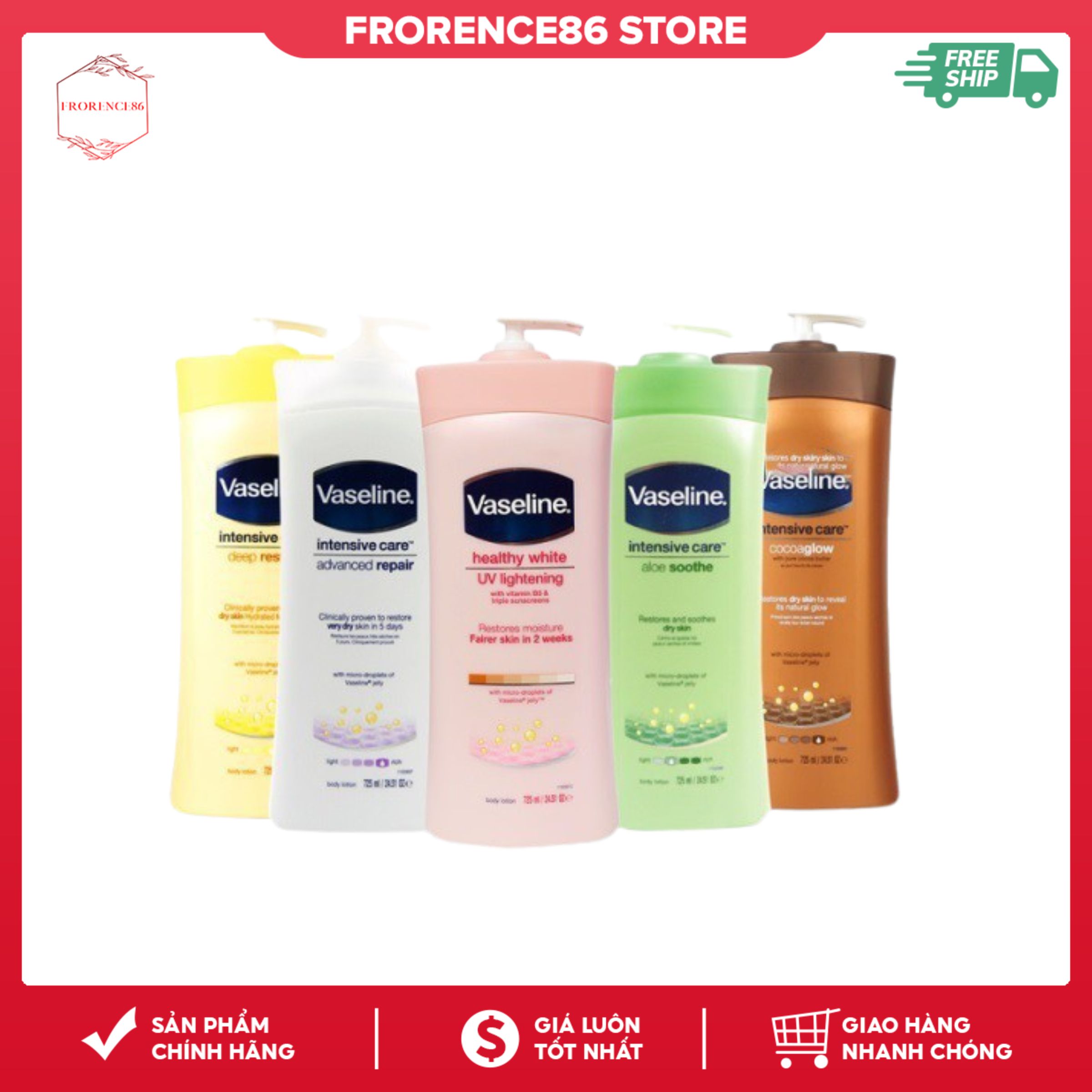 SỮA DƯỠNG THỂ Dưỡng ẩm trắng da Vaseline Lotion 725ml Frorence86 Store