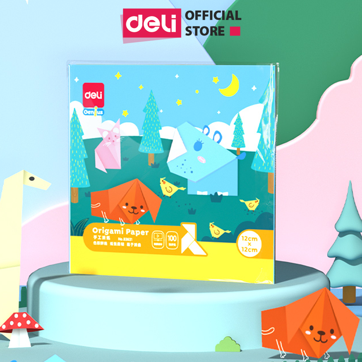 Giấy thủ công 100 tờ nhiều khổ, giấy gấp origami, giấy gấp hạc DELI - 83631/ 83632/ 83633/ 83634