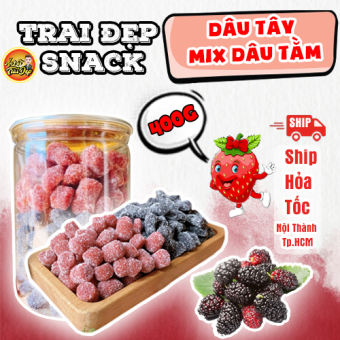 Dâu Tây Mix Dâu Tằm hủ Pet 400G - Trai Đẹp Snack
