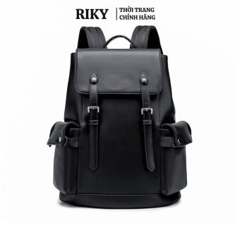 Balo da nam đi học Ulzzang RIKY cặp đi học da pu đựng laptop phong cách thể thao chống nước