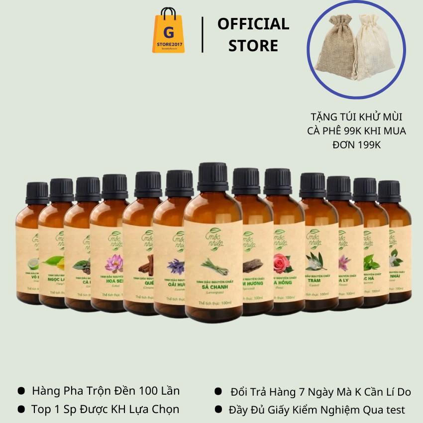 Tinh dầu thơm phòng Mộc Nhiên thiên nhiên 100ml dùng cho máy khuếch tán, máy xông tinh dầu thơm phòng ngủ tinh dầu sả chanh khử mùi phòng, tinh dầu xả chanh xông phòng đuổi muỗi, tinh dầu tràm cho bé,trầm hương bạc hà, oải hương....