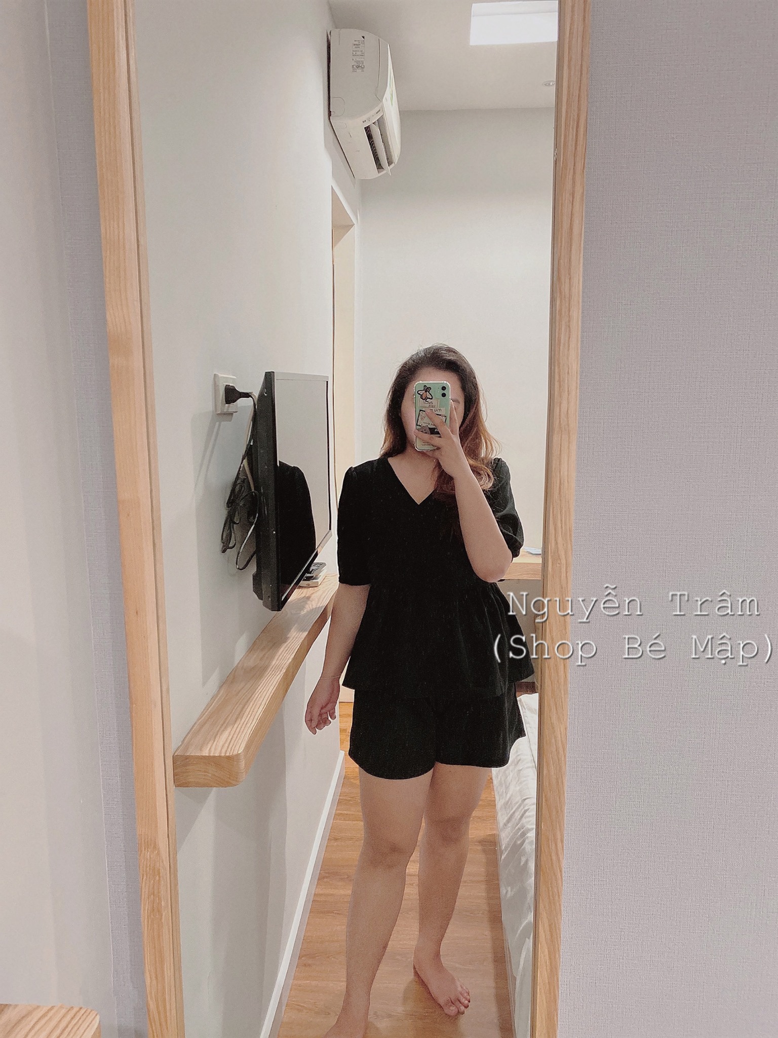 Áo peplum tay bồng cổ v cột nơ lưng bigsize 65-90kg