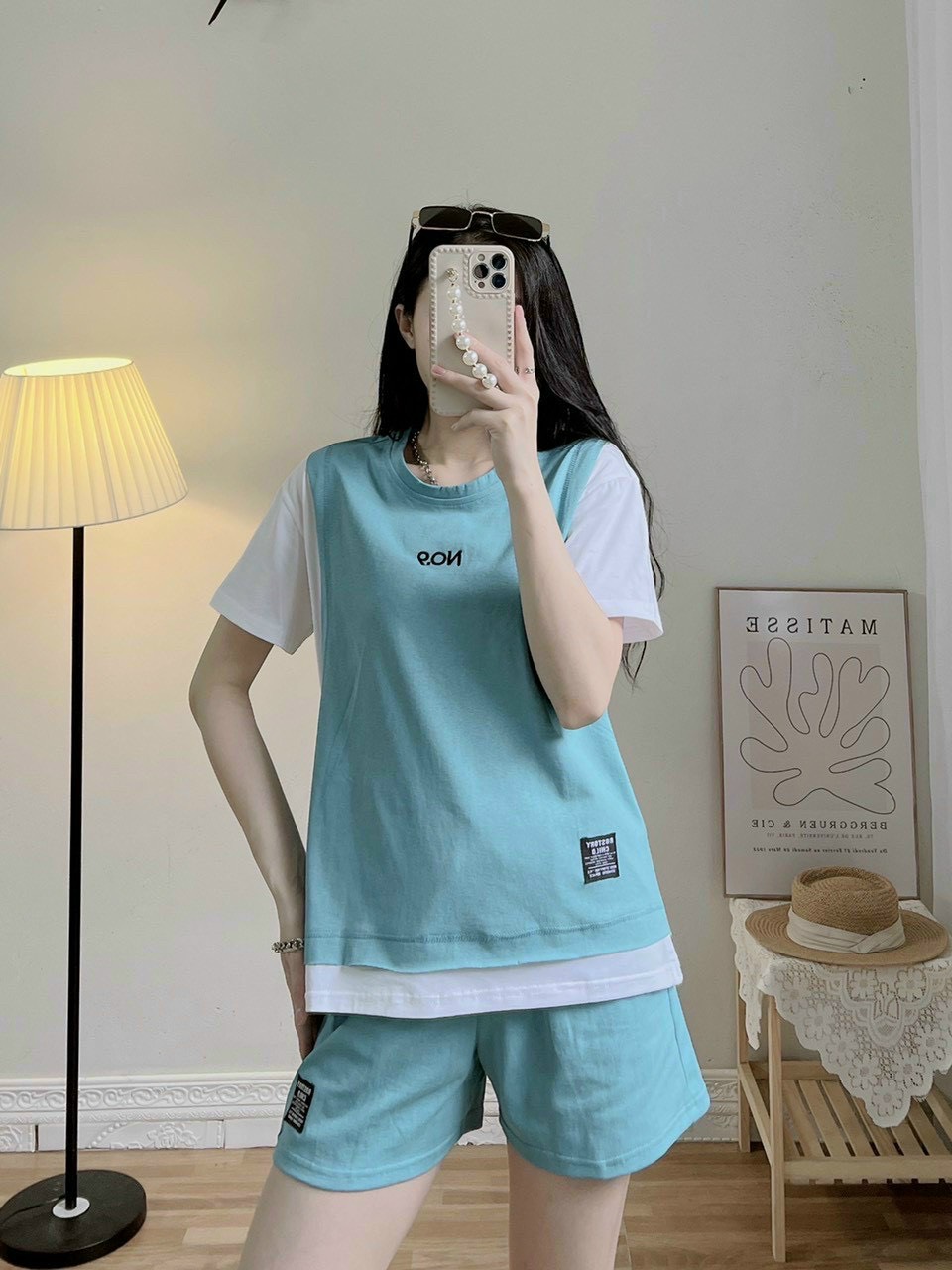 Set bộ nữ cá tính phong cách thể thao khỏe khoắn thêu logo no9 cực chất
