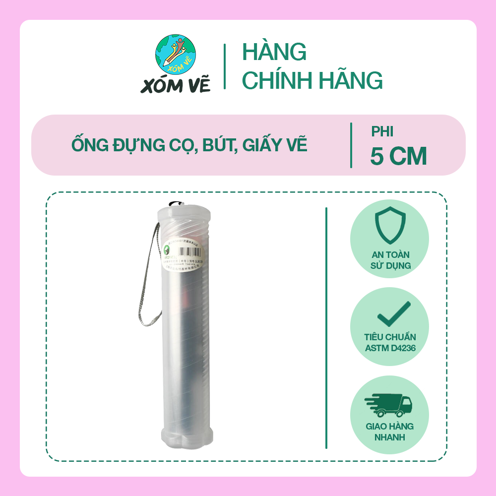 Ống đựng cọ vẽ, bút, giấy vẽ, phi 5cm/6cm
