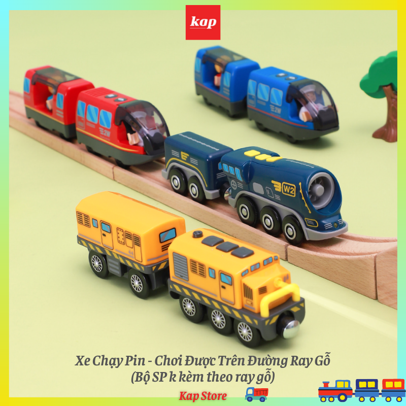 Xe lửa, Tàu hỏa chạy pin (xe không kèm theo đường ray) - Xe chơi được trên đường ray xe lửa, tàu hỏa gỗ