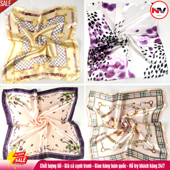 Khăn Turban Lụa Satin Quàng Cổ, Làm Băng Đô, Quấn Quai Túi Xách, Buộc Cổ Tay Đa Năng - Khăn Lụa 50x50 cm