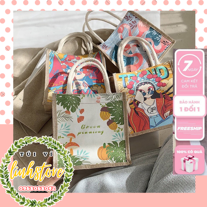 Túi cói mini đi biển nữ đẹp đi chơi thời trang dễ thương cute cá tính phong cách Vintage