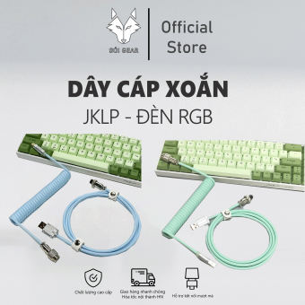 Dây cáp JKLP(Có đèn) | Dây cáp xoắn bàn phím cơ Type-C lò xo xoắn dây dù | Dây cáp Type C| Đầu cắm USB | Chất lượng cao