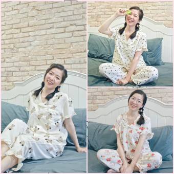 Đồ bộ nữ pijama mặc nhà, Pijama đũi xốp áo cộc quần dài, Đồ bộ đũi xốp tay ngắn quần dài dễ thương, siêu mát