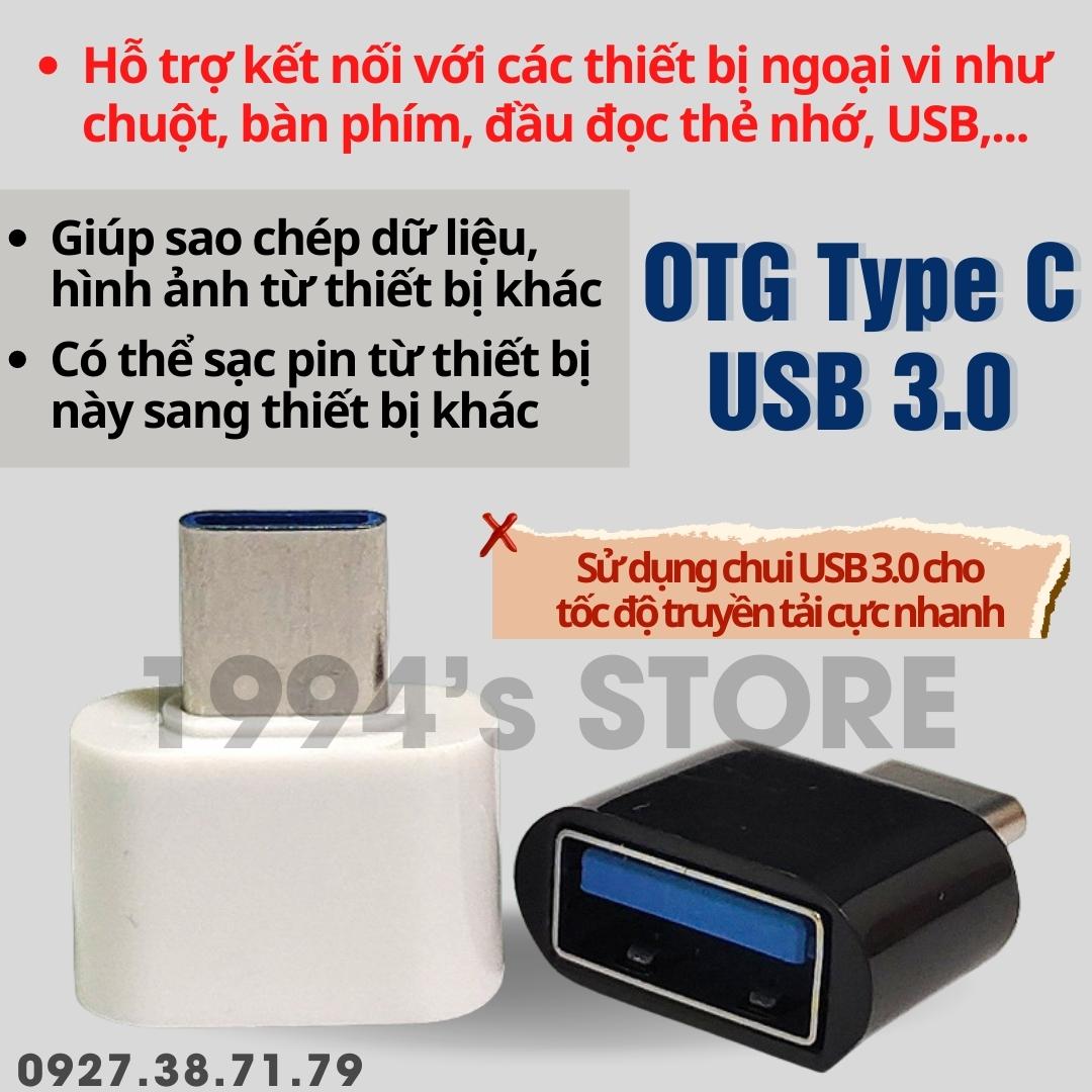 (CÓ SẴN) Cáp OTG USB sang Type-C tốc độ cao 3.0 - Sao chép dữ liệu - Sạc ngược - Kết nối bàn phím và chuột