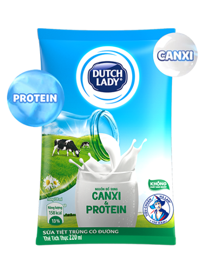 Thùng 48 Bịch Sữa Cô Gái Hà Lan Có Đường - 220ml x 48 bịch