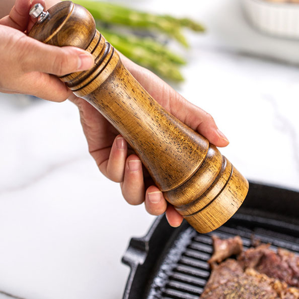 Dụng cụ xay gia vị bằng gỗ/Máy xay tiêu gỗ cao cấp tiện lợi an toàn cho sức khỏe-Tặng cọ quét gia vị