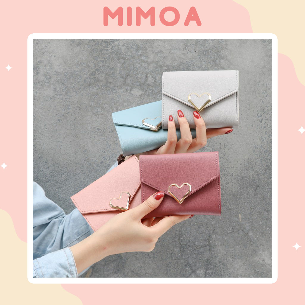 Ví nữ mini cầm tay khóa trái tim dễ thương