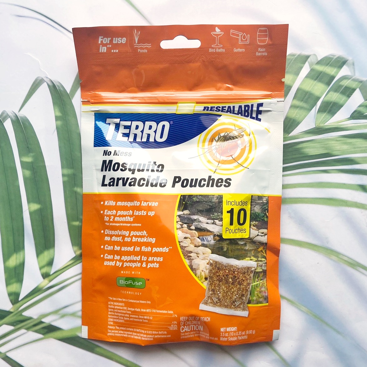 ผลิตภัณฑ์ กำจัดลูกน้ำยุงลาย ในน้ำนิ่ง T1210 No Mess Mosquito Larvacide Pouches 10 Pouches Included (Terro®) ราคา 1,117 บาท*ส่งฟรี