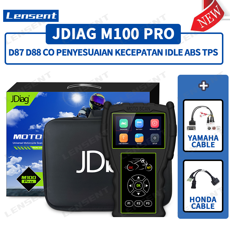 Lensent Jdiag M100 Pro [Honda & Yamaha] Moto Scanner D87 D88 CO Idle Speed Adjustment ABS Diagnostic Test TPS Computer EFI Professional Battery Tester Clear Error Code ราคา 3,916 บาท*ส่งฟรี
