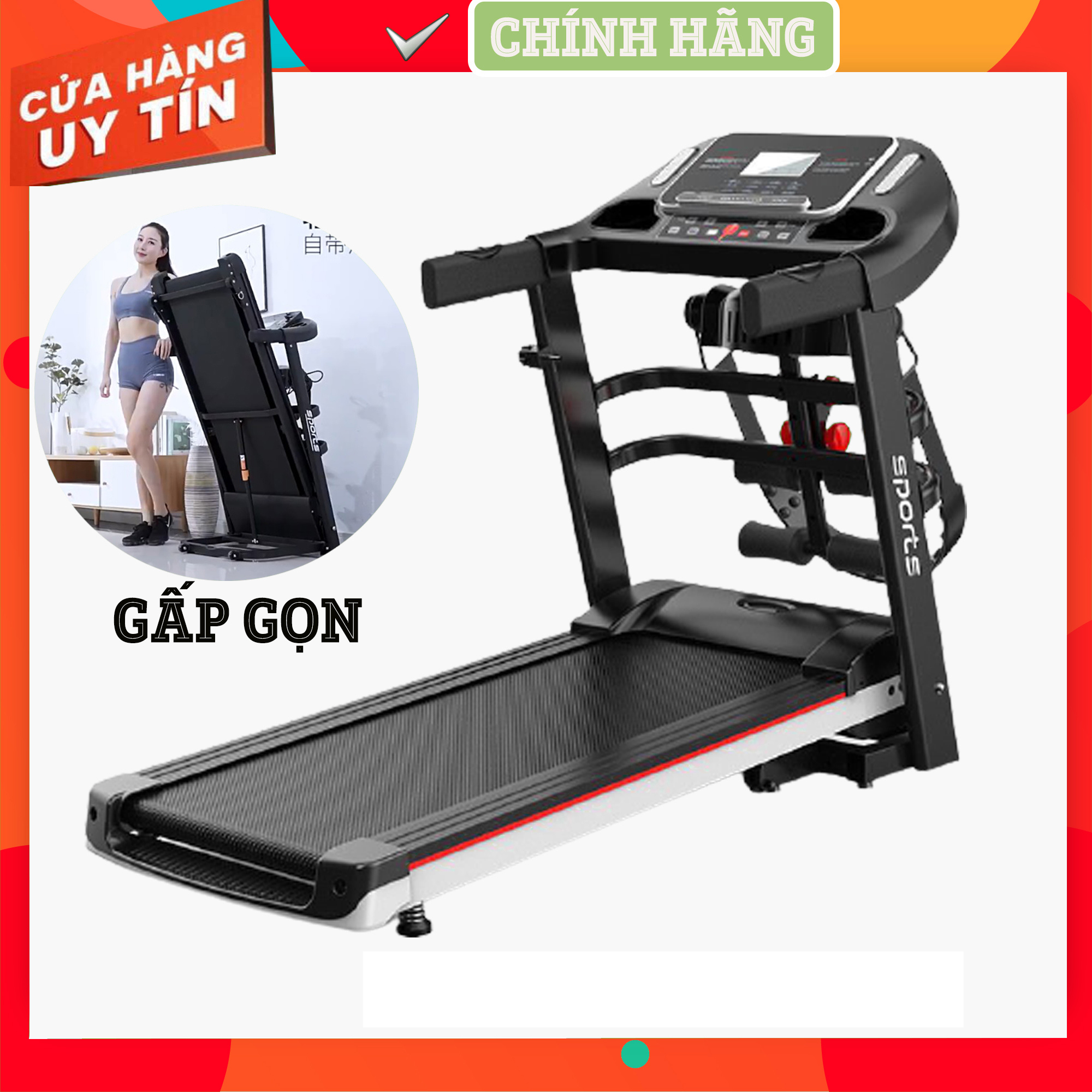 Máy chạy bộ đa năng Hapo, máy tập cơ bụng, tập tạ, tiết kiệm điện, gấp gọn tiện lợi, bảo hành 5 năm
