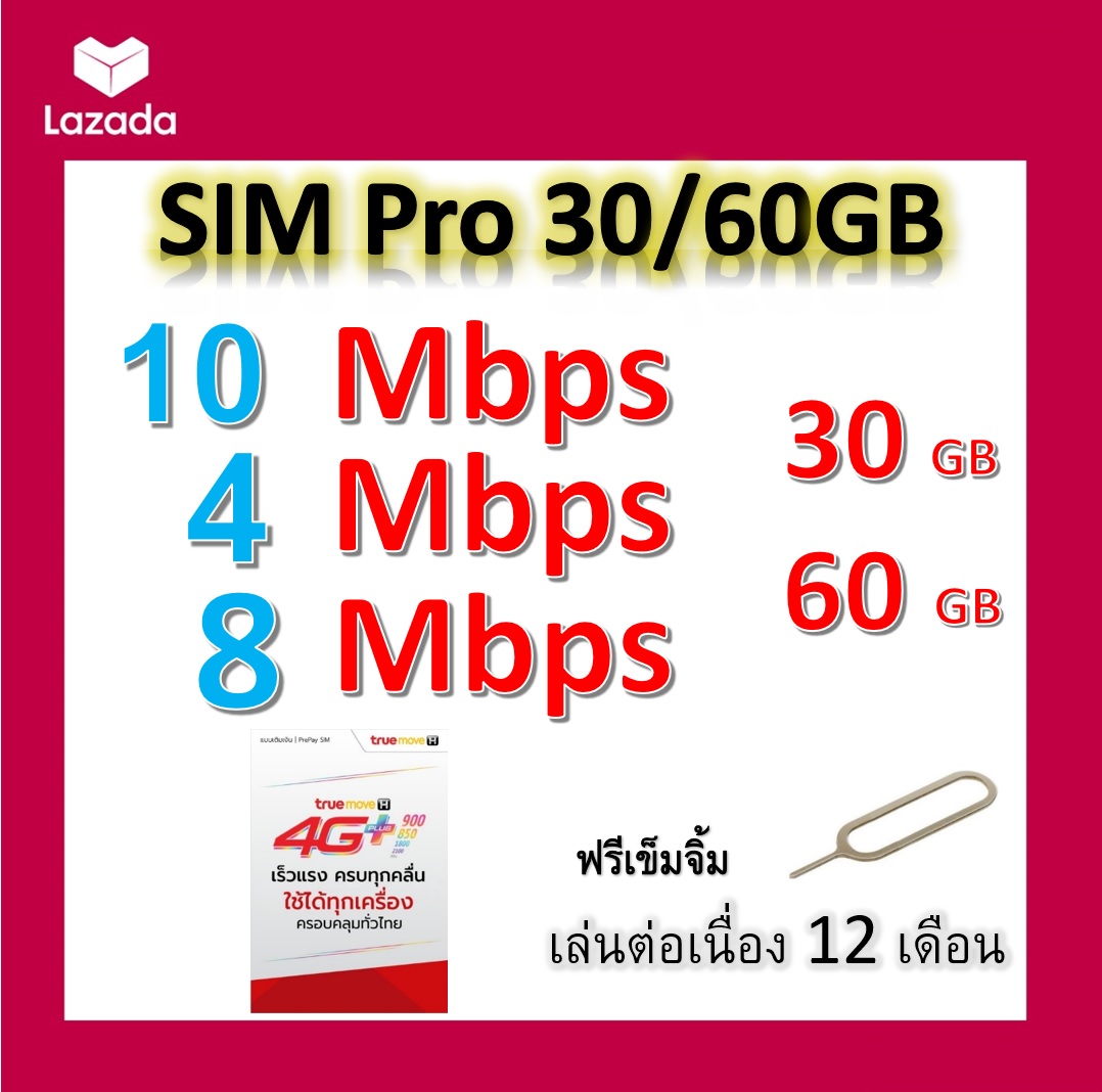 ซิมโปรเทพ 30-20-15-8-10-4  Mbps ไม่ลดสปีด เล่นไม่อั้น +โทรฟรีทุกเครือข่ายได้ แถมฟรีเข็มจิ้มซิม