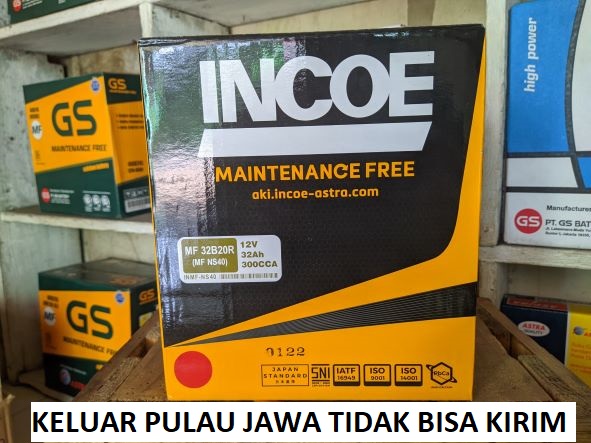 AKI MOBIL AKI KERING MOBIL AKI INCOE ASTRA AKI 32 AMPERE TYPE NS40 MF ORIGINAL INCOE mobil Toyota Avanza Grand New Avanza Avanza Veloz Grand New Veloz Rush Daihatsu Xenia Grand New Xenia Terios Gran Max Suzuki APV Suzuki Swift Mitsubishi T120SS OLD MAVEN Harga 755,000 rupiah*Gratis Ongkir