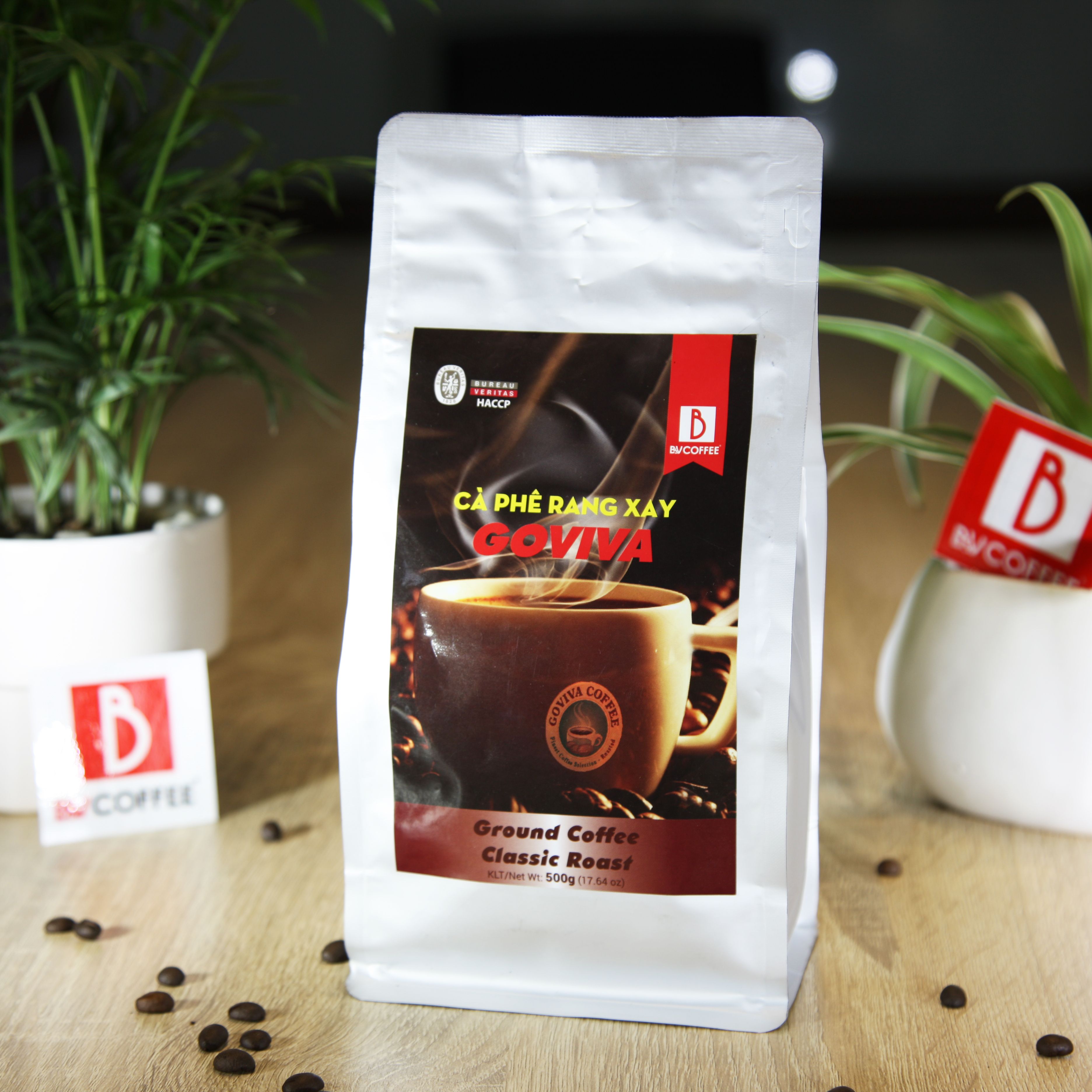Cà phê rang xay goviva ground coffee classic roast 500gr b&v coffee