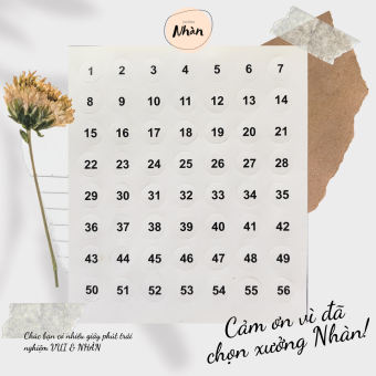 Sticker đánh số 1 tới 56 nhãn dán in số