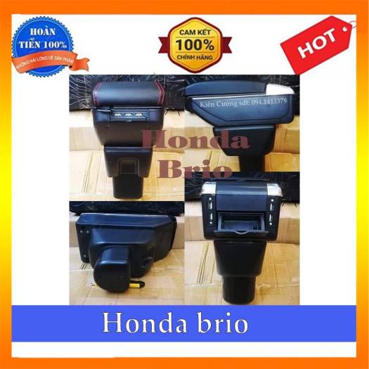 Hộp tỳ tay xe Honda Brio cao cấp tích hợp cổng sạc USB Bảo hành 12