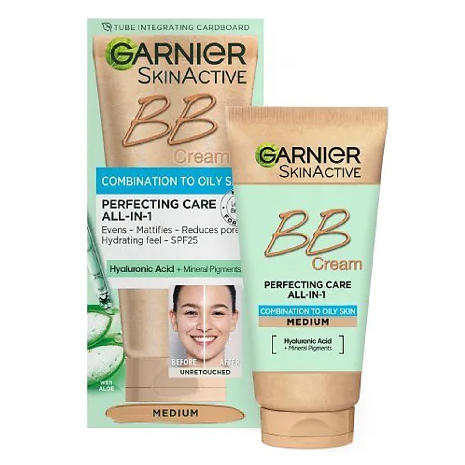 Garnier BB Cream Hyaluronic Aloe All In 1 Medium 50ml บีบีครีมผสมกันแดดเนื้อบางเบาพร้อมการบำรุงผิวหน้าสูตรพิเศษจากว่านหางจรเข้ ราคา 1,250 บาท*ส่งฟรี