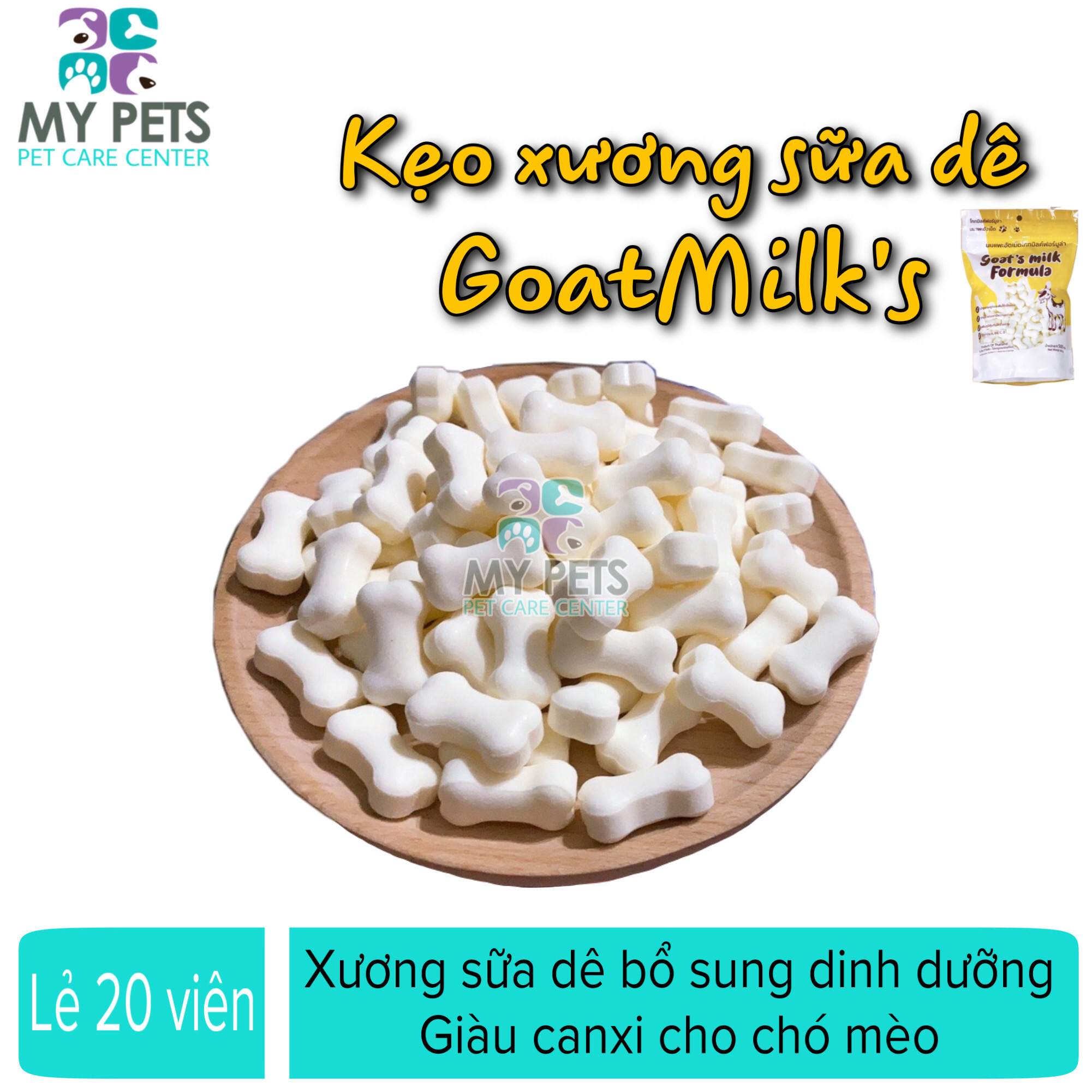 Xương Kẹo Sữa Dê Cô Đặc Goatmilk's Formula Cho Chó (Nhập khẩu Thái Lan) - Lẻ 20 viên