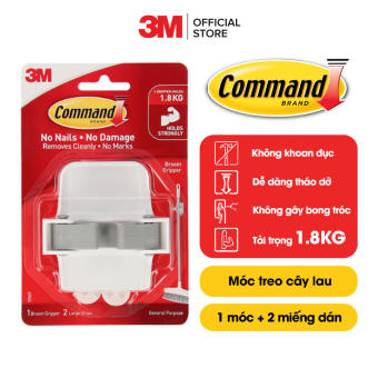 Móc dán tường treo chổi, cây lau nhà Command 3M chịu lực 1.8kg dễ sử dụng- Độ bền cao, bám cực chắc, tháo cực dễ, không khoan đục, không bong tróc, không gây hại bề mặt 17007