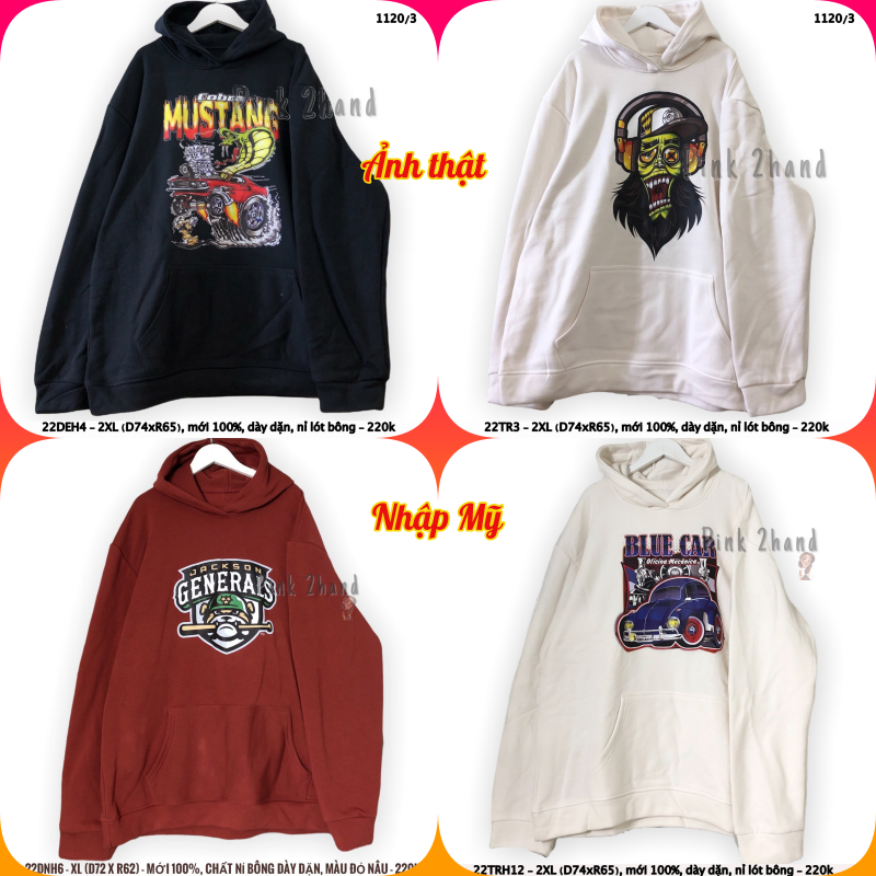 Áo hoodie nữ, nam 2hand, chất dày, size xl/xxl - 080422