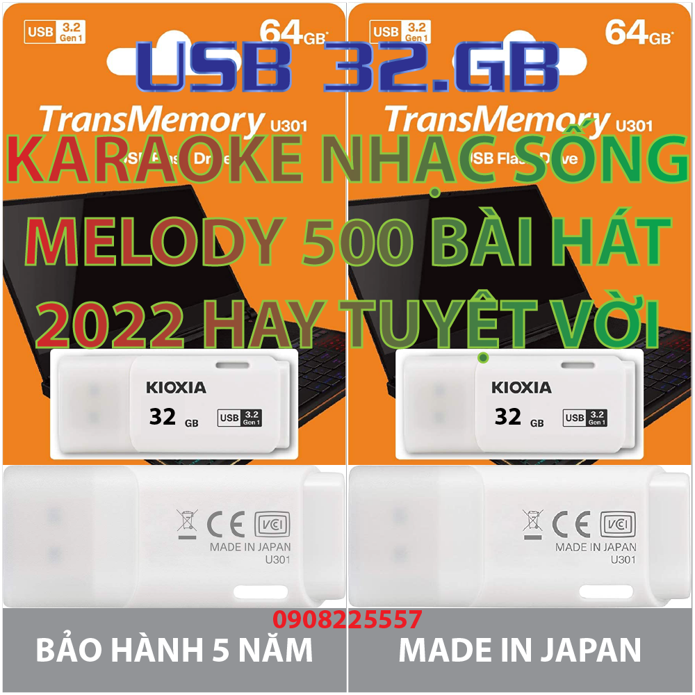Usb 32gb toshiba kioxia 3.2 karaoke beat nhạc sống melody 500 bài hát trên tivi đầu đĩa