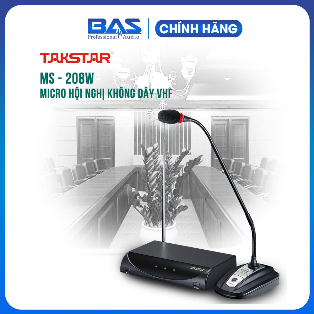 Mic hội nghị không dây Takstar MS 208W, micro để bàn độ nhạy cao, cần mic dài 405mm, chuyên dành cho hội nghị, họp trực tuyến