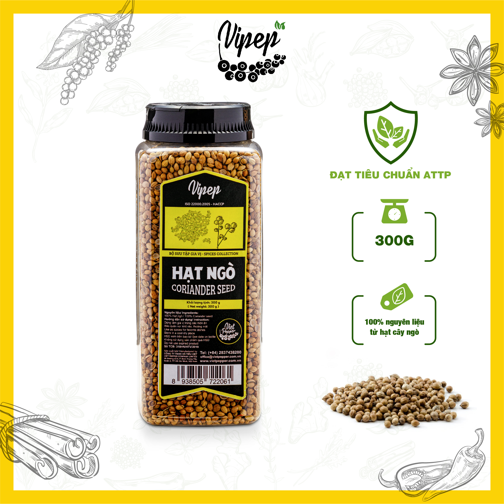 Hạt ngò Vipep 300g gia vị nêm nếp giúp món ăn thơm ngậy, giàu dưỡng chất