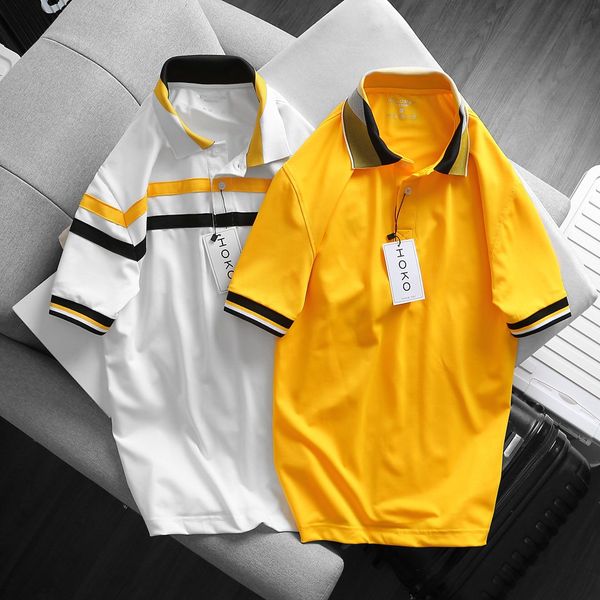 Áo thun POLO nam táy ngắn cổ trụ phối sọc cao cấp