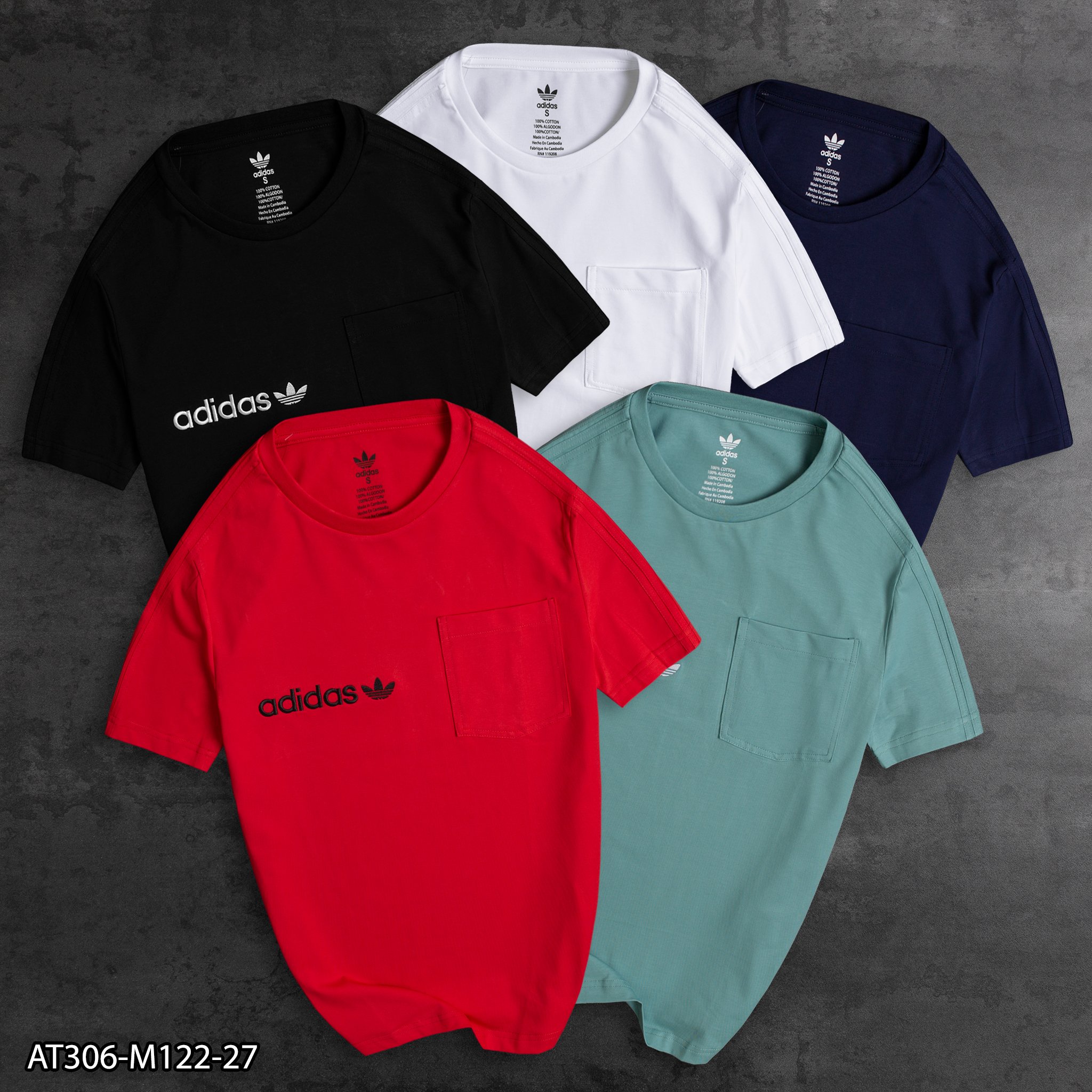 Áo thun adidas 100% cotton at306 - áo thun nam có túi + in chữ trước