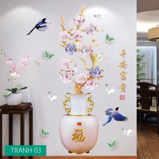 ❃☁▧  [12 Mẫu] Tranh Hoa 3D Dán Tường Decor Nhà Cửa Đẹp Như Tranh Vẽ