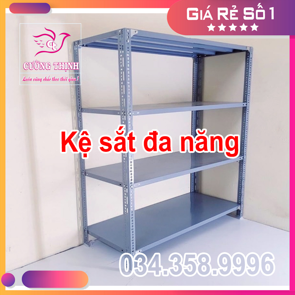 Kệ sắt đa năng 4 tầng, cao 1m5 x dài 1m x rộng 50cm, kệ kho hàng, kệ sắt v lỗ