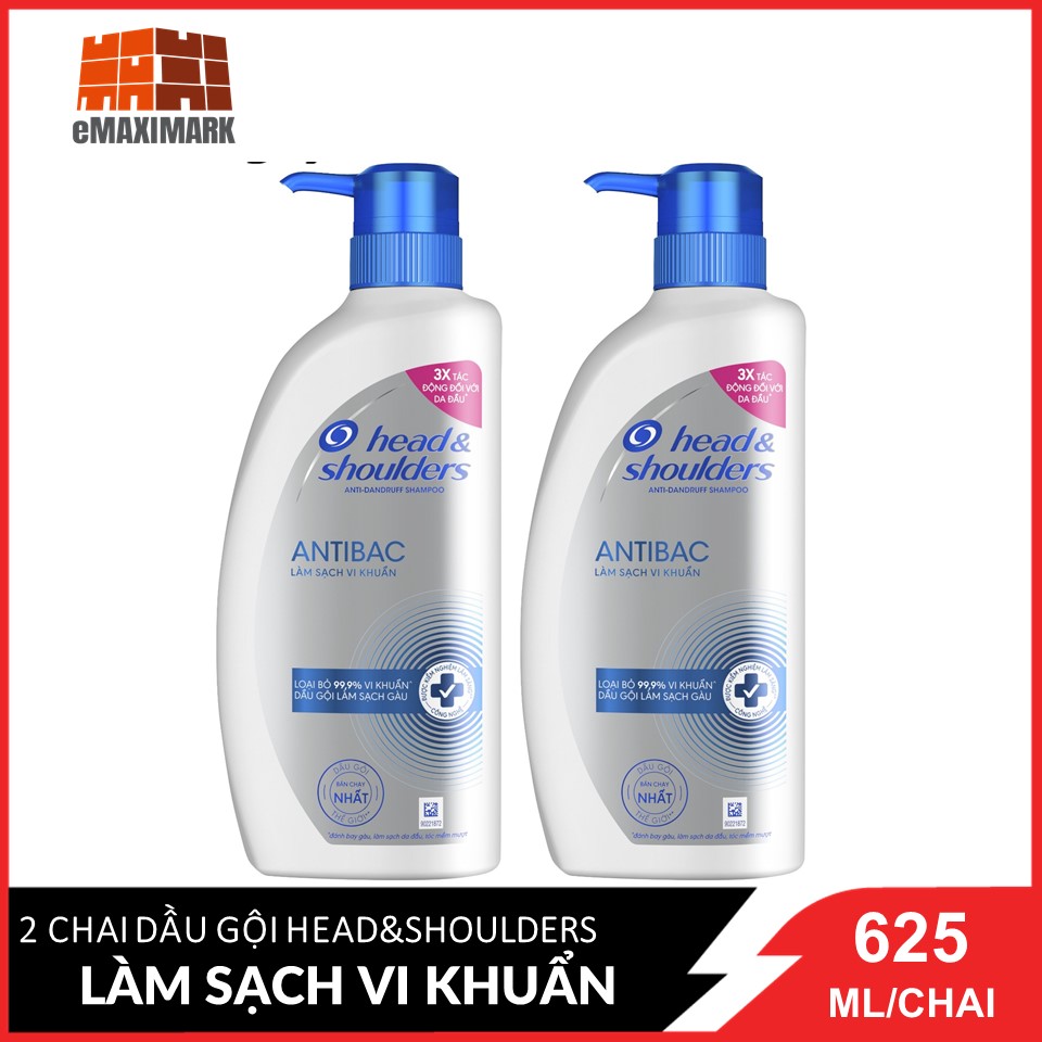 Combo 2 dầu gội head & shoulders antibac làm sạch vi khuẩn 625ml/chaix2