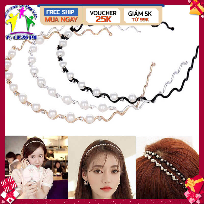 Băng đô nữ cute, cài tóc nữ ngọc trai, phụ kiện nữ Hàn Quốc, bờm tóc cho bé gái, cài tóc ngọc trai siêu đẹp - thương hiệu VỢ CHỒNG TÔI