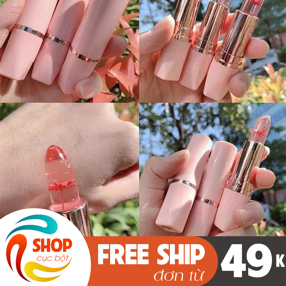 (Top 10 son mùa hè) Son thạch ướp cánh hoa dưỡng môi giảm thâm hàn quốc làm hồng cấp ẩm biến đổi màu theo nhiệt độ giúp môi căng mọng giữ màu lâu giảm thâm môi nức nẻ DSST81