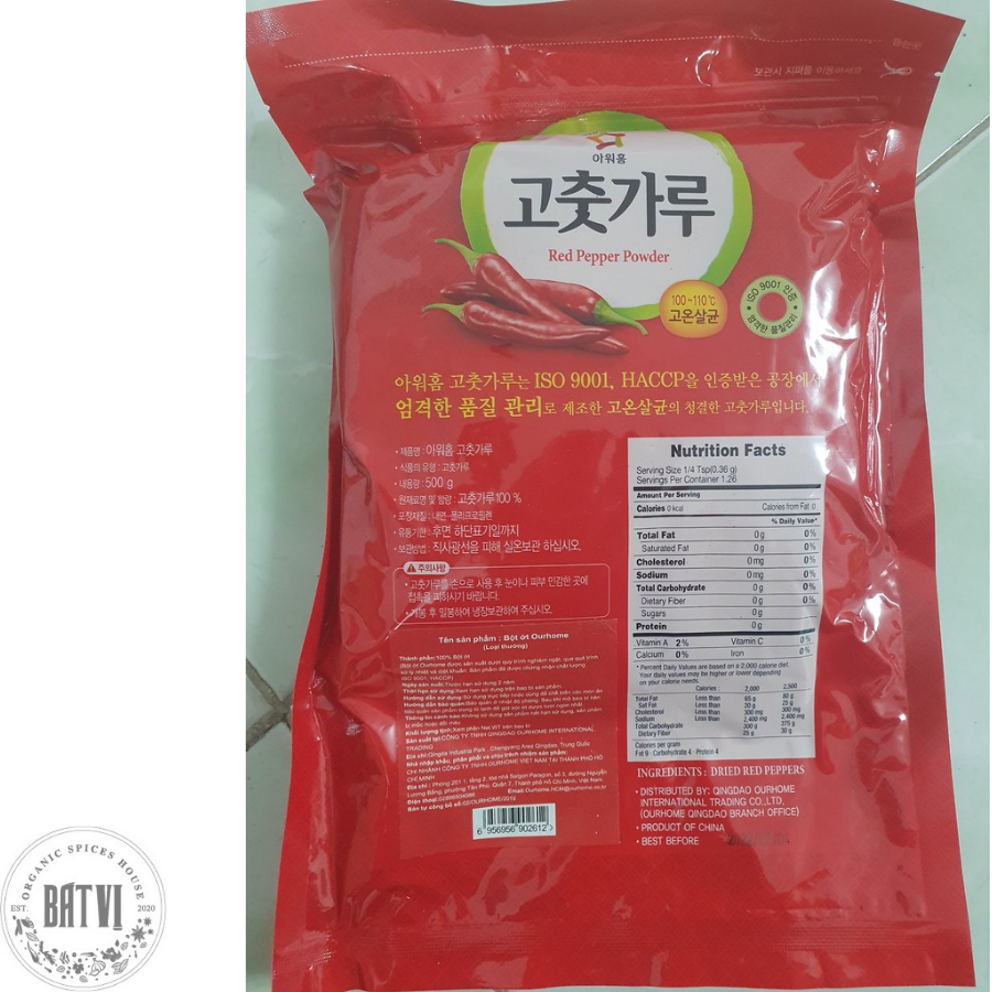 Bột ớt vẩy Ourhome gói 1kg lên màu đẹp tiết kiệm dùng kimchi