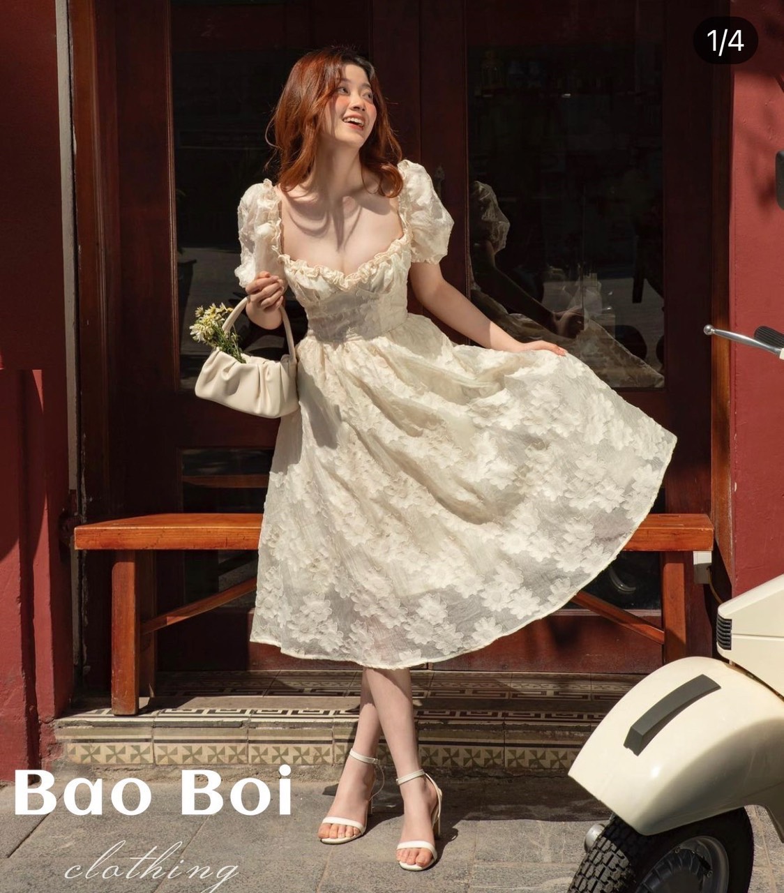 Đầm dạo phố trễ vai bèo chất voan hoa dáng xòe đầm dự tiệc sang trọng - Pari dress